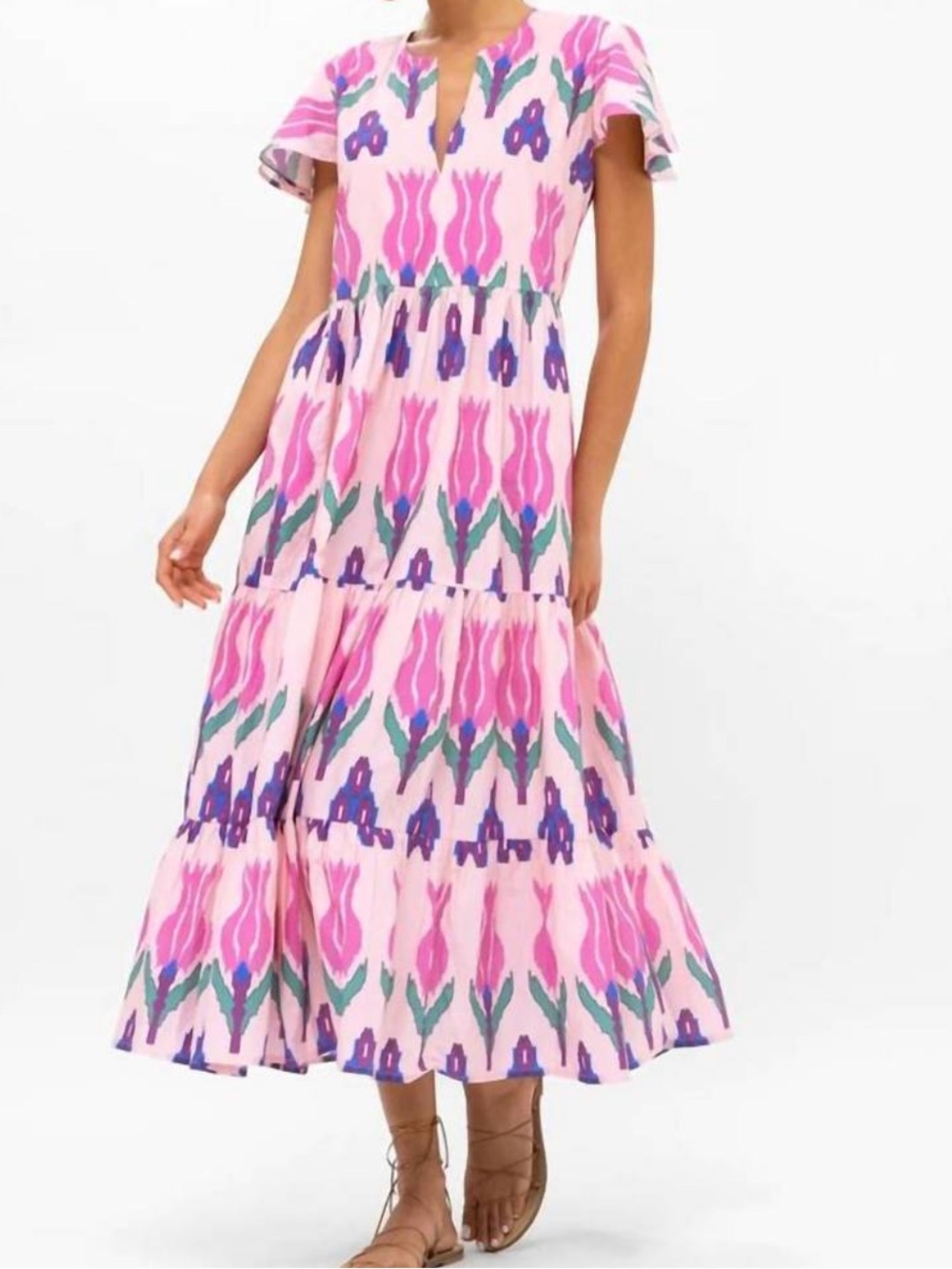 Oliphant V-Neck Maxi Dress in Sumba Pink